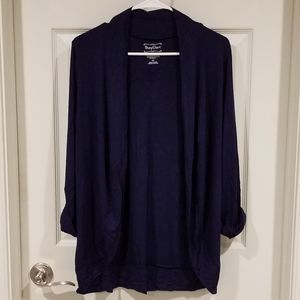 Maternity open cardigan, navy blue, tab sleeves